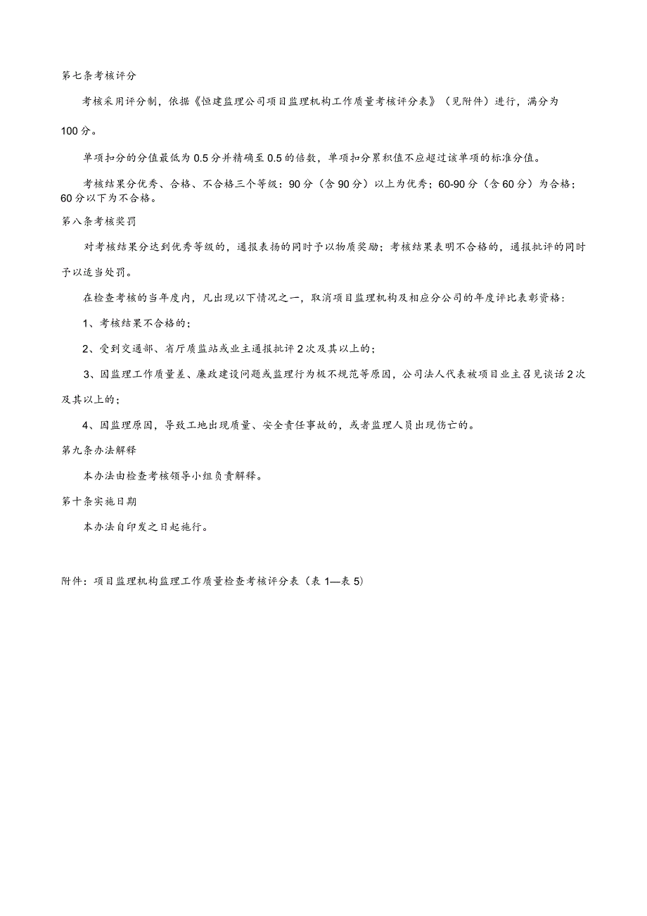 鲁恒工监〔2009〕26号 关于印发《山东恒建工程监理咨询有限公司项目监理机构工作质量检查考核办法》（试行稿）的通知.docx_第3页