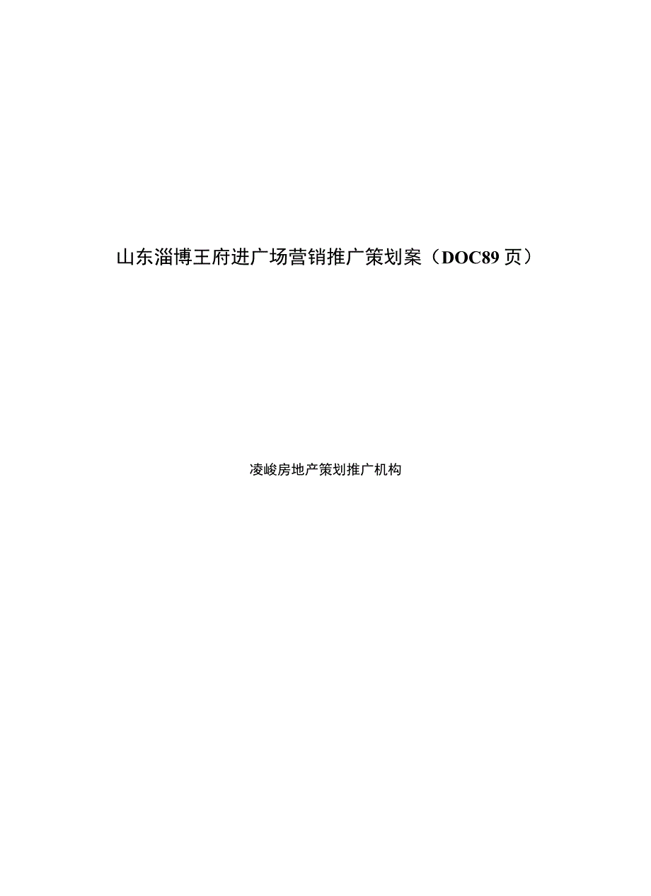 山东淄博王府进广场营销推广策划案（DOC89页）.docx_第1页