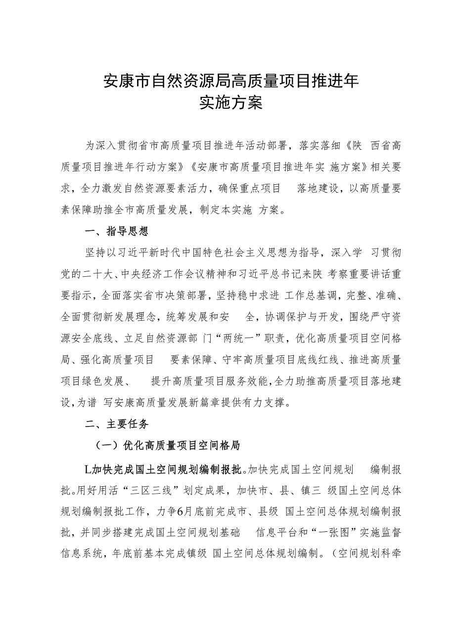 安康市自然资源局高质量项目推进年实施方案.docx_第1页