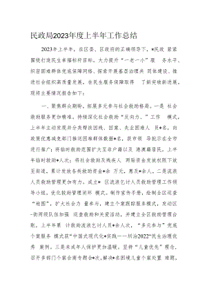 民政局2023年度上半年工作总结.docx