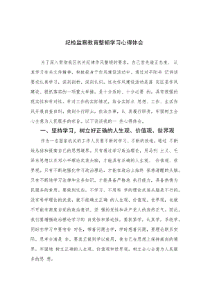 纪检监察教育整顿学习心得体会(精选六篇模板).docx