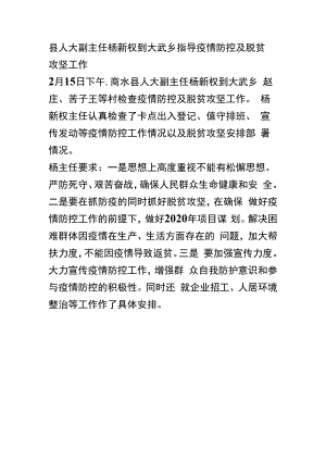 县人大副主任杨新权到大武乡指导疫情防控及脱贫攻坚工作.docx