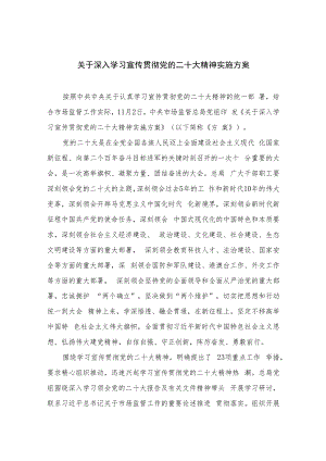 2023关于深入学习宣传贯彻党的二十大精神实施方案(精选六篇).docx