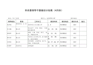 市农委领导干部接访计划月份.docx