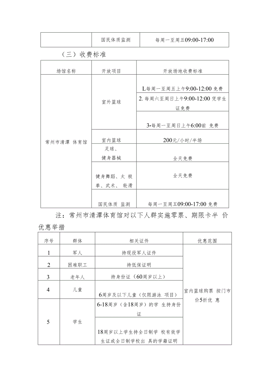 常州市清潭体育馆2023年免费低收费开放工作方案.docx_第3页