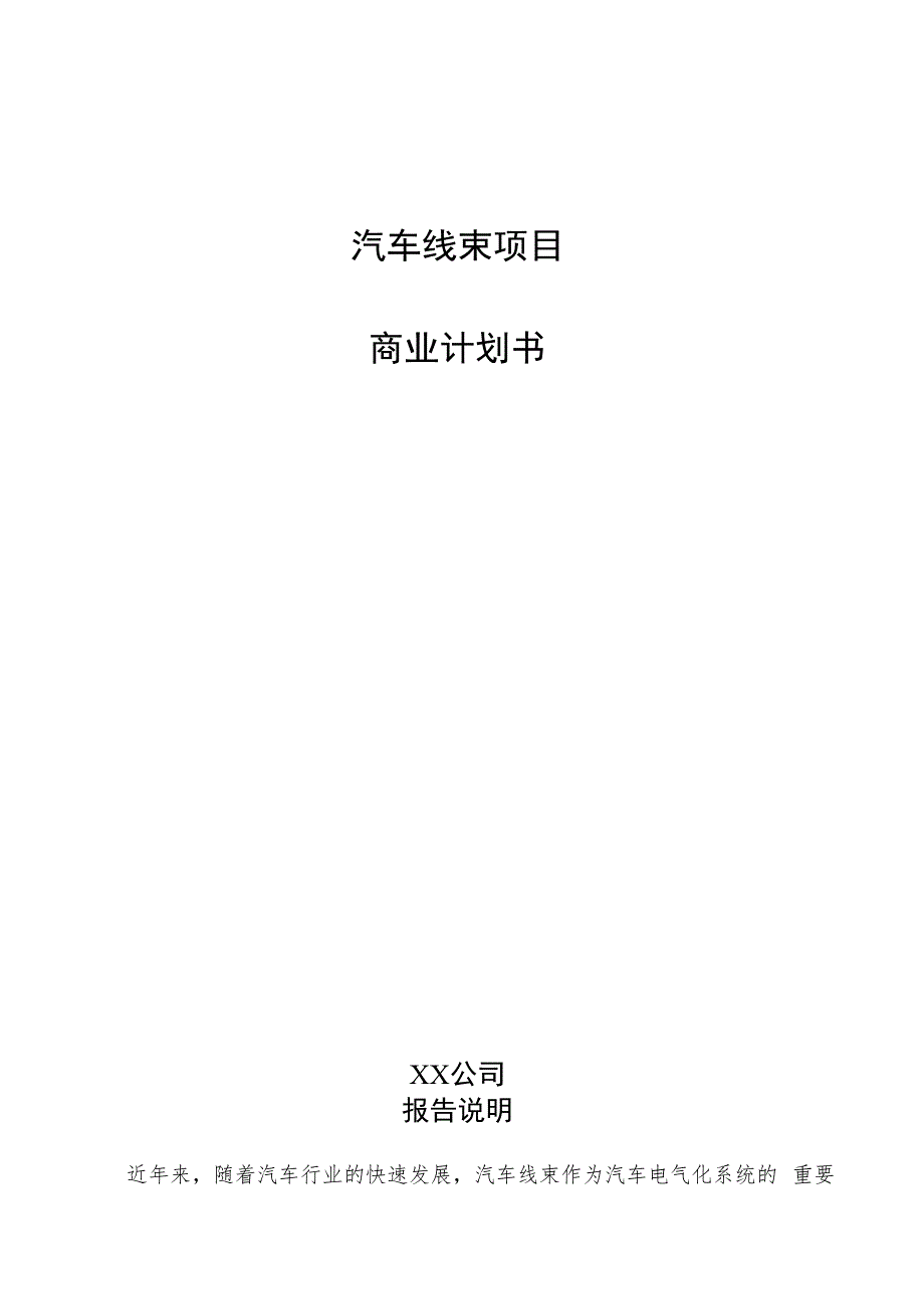 汽车线束项目商业计划书.docx_第1页