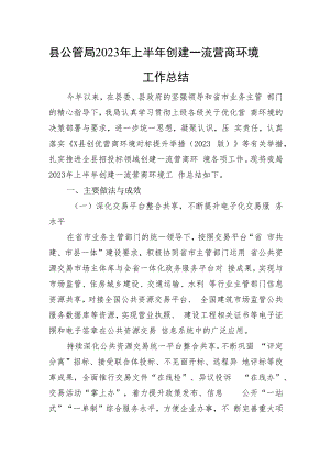 县公管局2023年上半年创建一流营商环境工作总结.docx