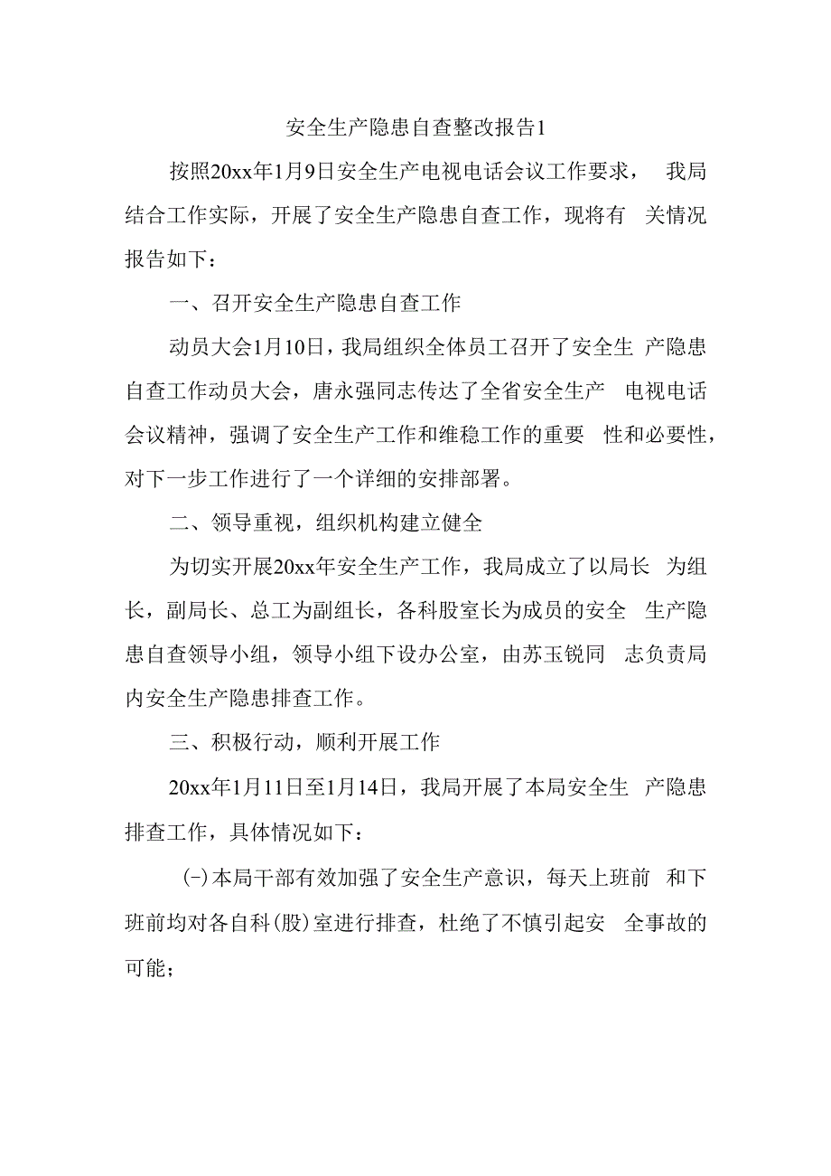 安全生产隐患自查整改报告1.docx_第1页