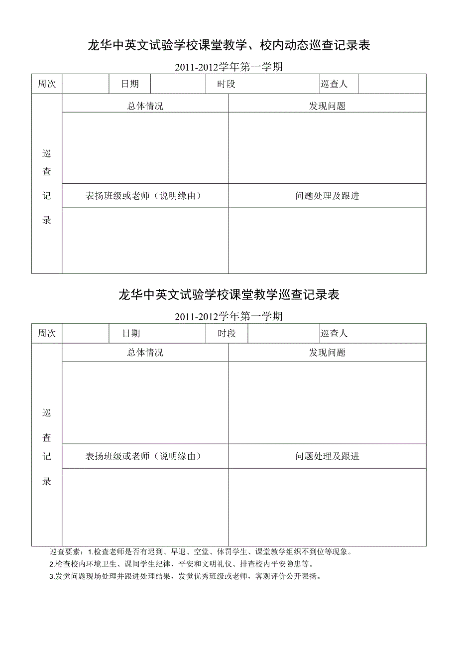 课堂教学巡查记录表(中层干部、年级主任、备课组长).docx_第1页