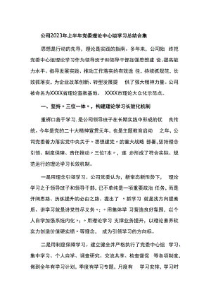 公司2023年上半年党委理论中心组学习总结合集.docx