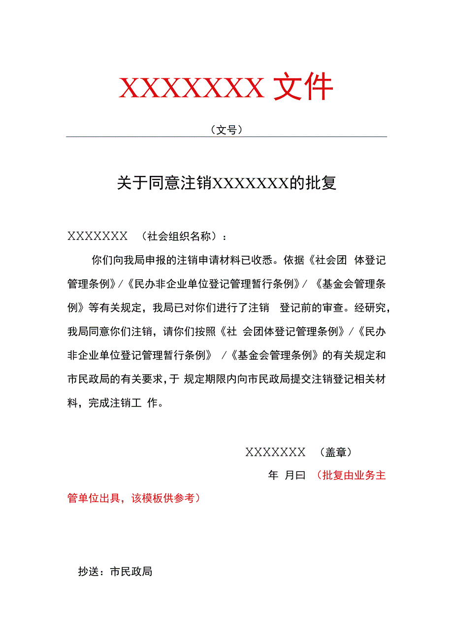 业务主管单位注销批复范本.docx_第1页