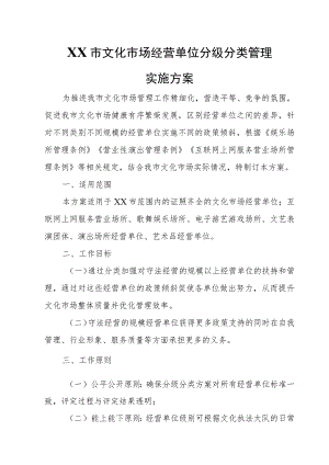 XX市文化市场经营单位分级分类管理实施方案.docx