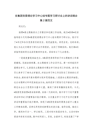 在集团党委理论学习中心组专题学习研讨会上的讲话稿合集2篇范文.docx