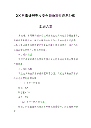 XX县审计局突发安全紧急事件应急处理实施方案.docx