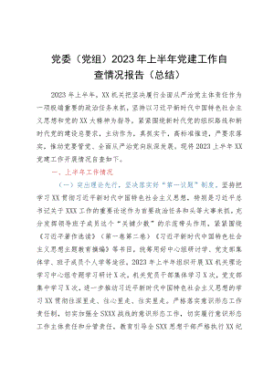 党委（党组）2023年上半年党建工作自查情况报告（总结）.docx