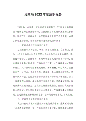 民政局2022年度述职报告.docx