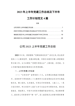 2023年上半年党建工作总结及下半年工作计划范文4篇.docx