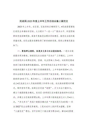 民政局2023年度上半年工作总结合集2篇范文.docx