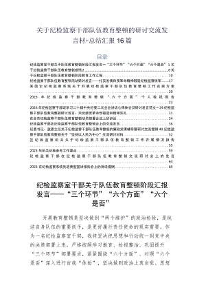 关于纪检监察干部队伍教育整顿的研讨交流发言材+总结汇报16篇.docx