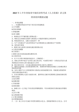 2023年上半年青海省中级经济师考试《人力资源》讲义第四章组织模拟试题.docx