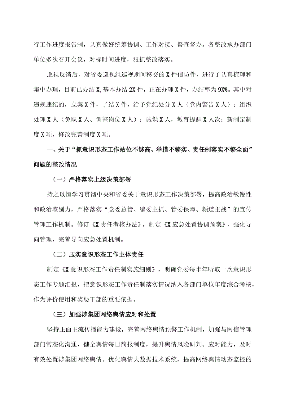 XX广播电视集团关于202X年巡视整改情况的通报.docx_第2页