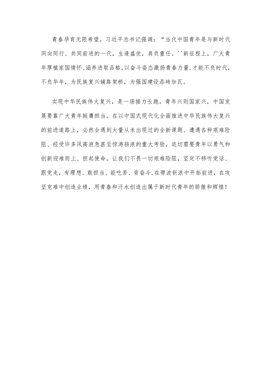 学习践行中国共产主义青年团第十九次全国代表大会上致词心得体会.docx_第3页