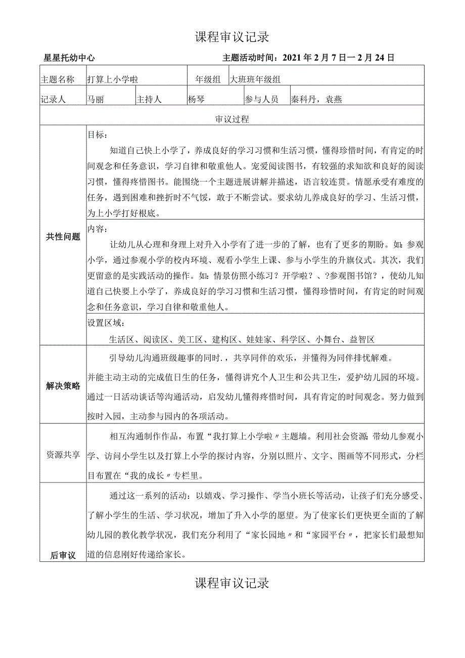 课程审议记录表大班.docx_第1页