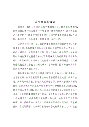 珍惜同事的缘分.docx