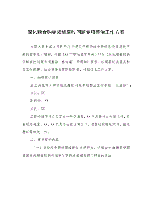 深化粮食购销领域腐败问题专项整治工作方案.docx