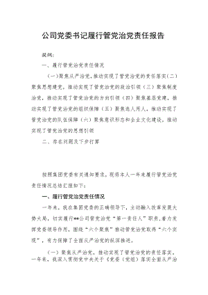 公司党委书记履行管党治党责任报告.docx