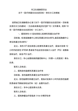 关于“医疗质量安全改进目标”责任分工的模板.docx