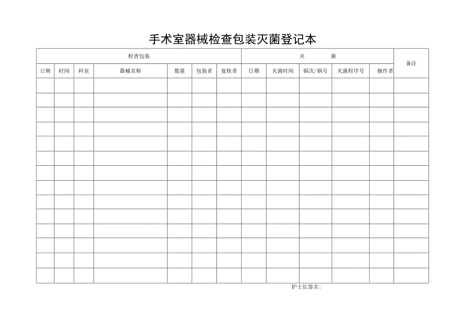 手术室器械检查包装灭菌登记本科室.docx_第1页