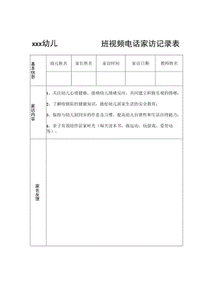 xxx幼儿园--------班视频电话家访记录表.docx