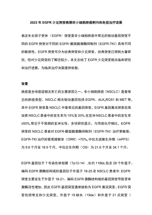 2023年EGFR少见突变晚期非小细胞肺癌靶向和免疫治疗进展.docx