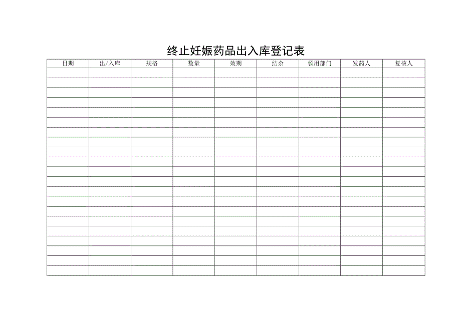 终止妊娠药品出入库登记表.docx_第1页