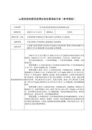 xx医院突发新冠疫情应急处置演练方案(参考模版).docx