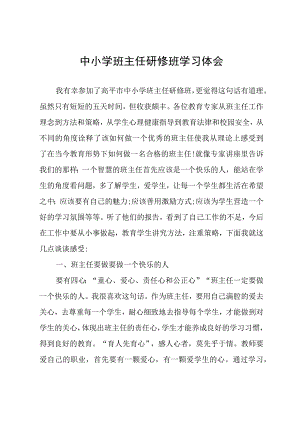 中小学班主任研修班学习体会.docx