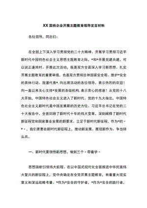 X国有企业开展主题教育领导发言材料.docx