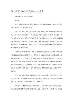 班长在班毕业年同学聚会上的致辞.docx