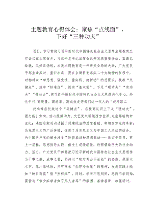 主题教育心得体会：聚焦“点线面” 下好“三种功夫”.docx