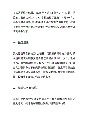 学校党支部关于巡察整改情况的报告.docx