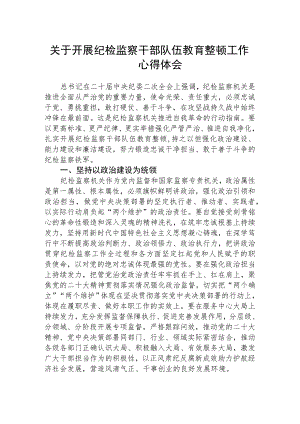 开展纪检监察干部队伍教育整顿工作心得体会范文(精选3篇).docx