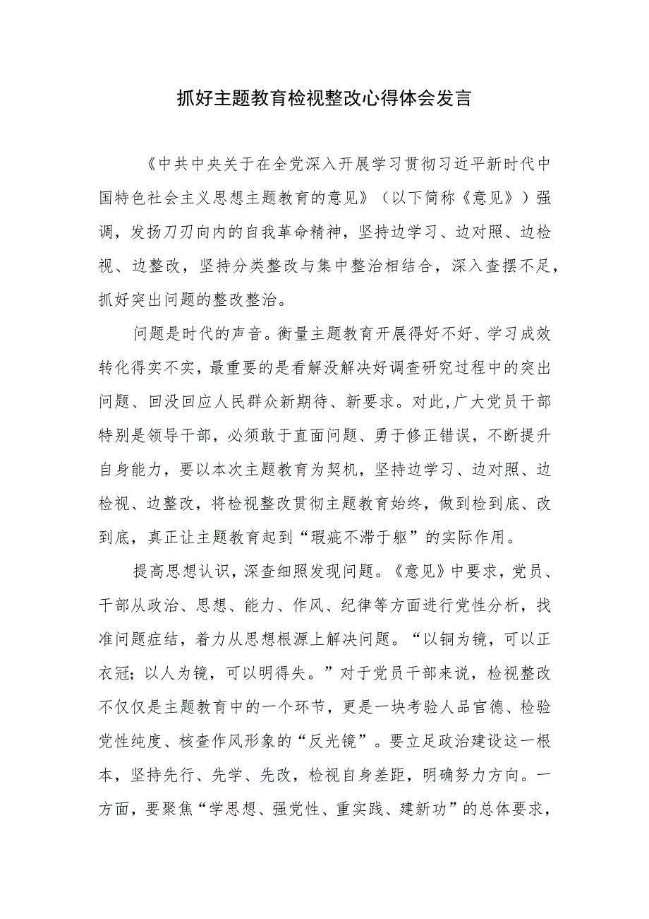 “学思想、强党性、重实践、建新功”主题教育检视整改心得体会发言整改措施.docx_第2页