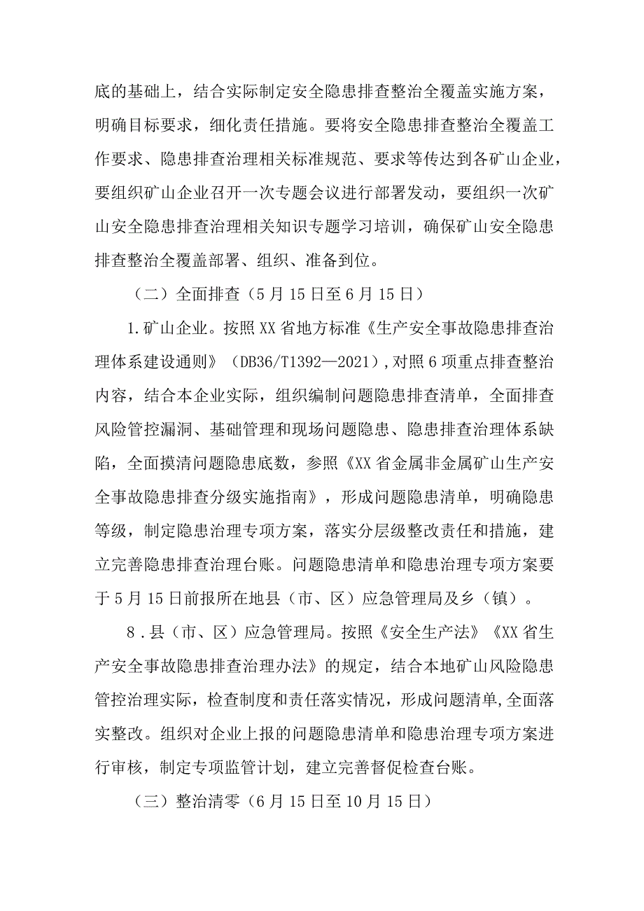 2023年非煤矿山开展重大事故隐患专项排查整治行动实施方案 （6份）.docx_第3页