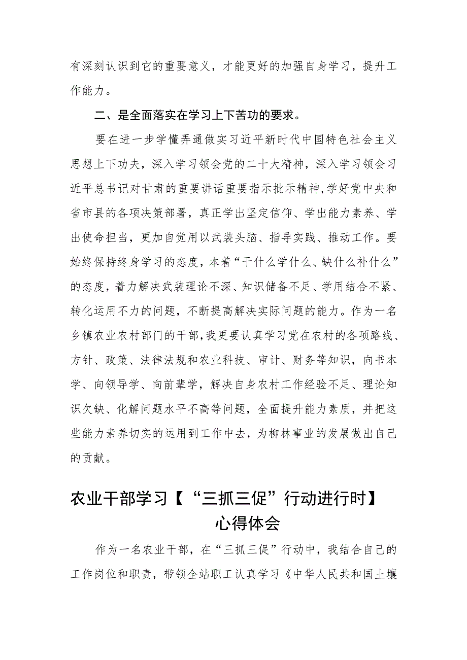 农业农村综合服务中心主任【“三抓三促”进行时】心得体会感悟范文(参考三篇).docx_第2页