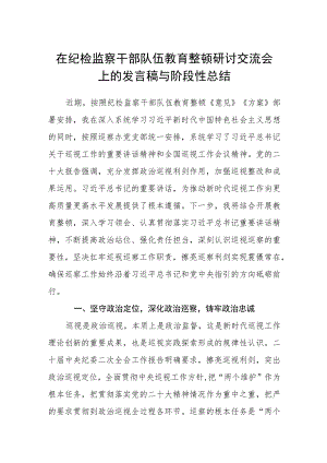 在纪检监察干部队伍教育整顿研讨交流会上的发言稿与阶段性总结范文(共三篇).docx