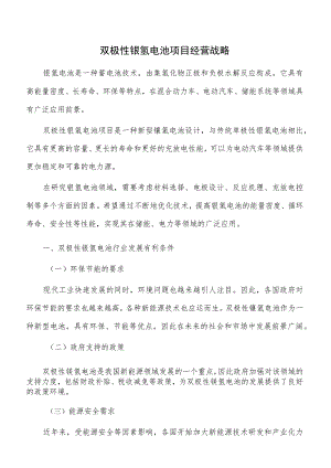 双极性镍氢电池项目经营战略.docx