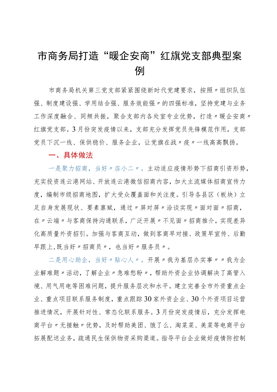 打造“暖企安商”红旗党支部典型案例.docx_第1页