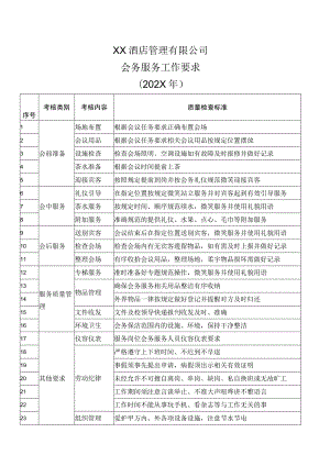 XX酒店管理有限公司会务服务工作要求（202X年）.docx