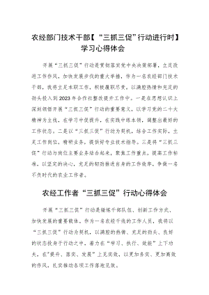 农经部门技术干部【“三抓三促”行动进行时】学习心得体会范文(参考三篇).docx